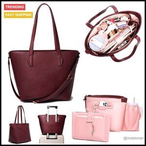 Vegan Leather Laptop Tote Bag Anti-Pickpocket RFID Travel Work Satchel